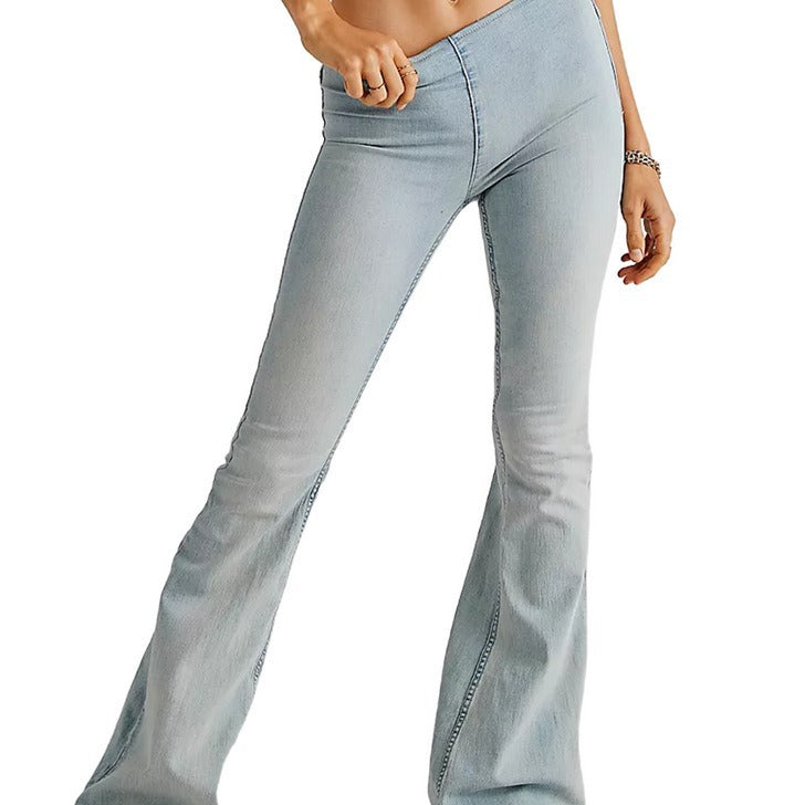 Damer Flared Jeans i en uformell stil med høy livhøyde og figurvennlig silhuett Skjora