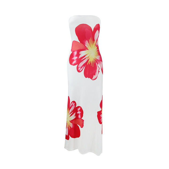 Dame Maxikjole med blomsterdesign Skjora