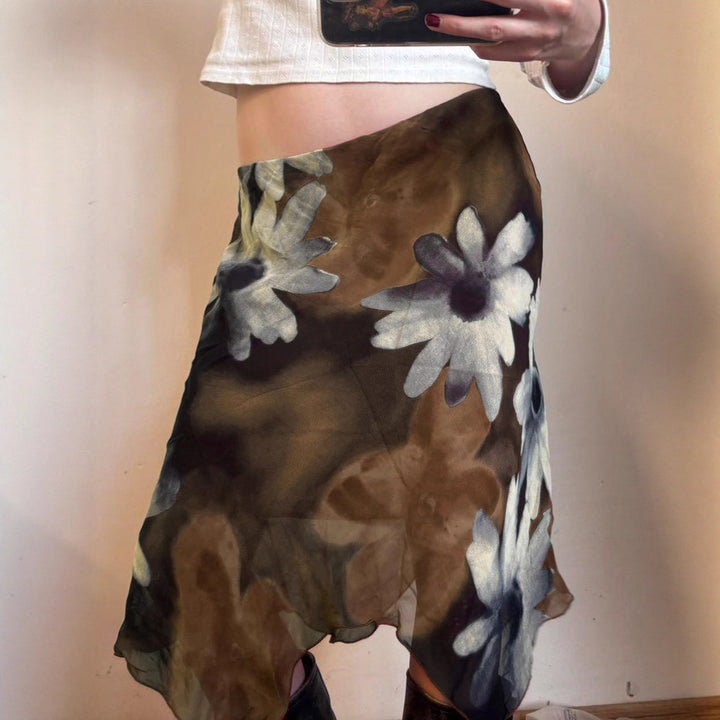 Dame luftige sommershorts med blomster mønster og bred kutt Skjora