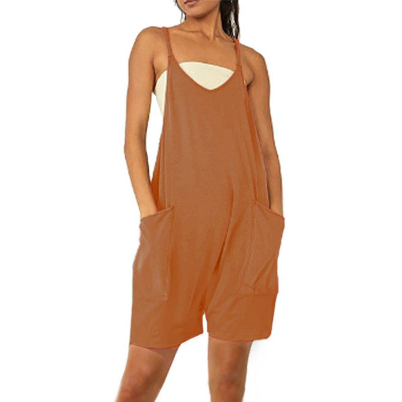 Damer Casual Jumpsuit med dyp utringning og praktiske lommer Skjora