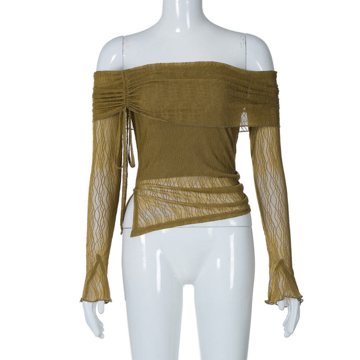 Dame Off-Shoulder topp med delikate volangdetaljer Skjora