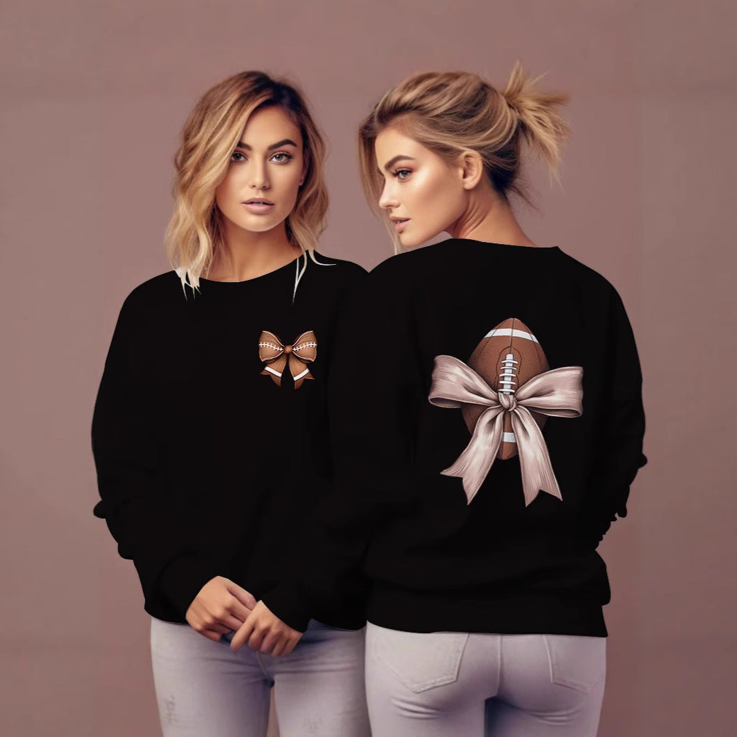 Dame sweatshirt med søtt fotballmotiv og sløyfeakcent Skjora