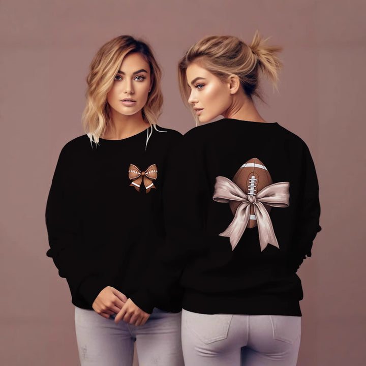 Dame sweatshirt med søtt fotballmotiv og sløyfeakcent Skjora