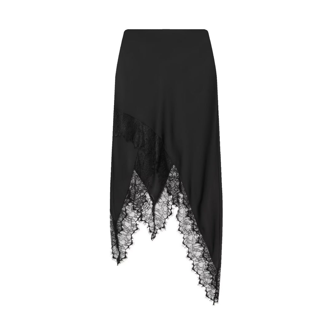 Dame Maxi-kjole med asymmetrisk spissbroderi og elegant kant Skjora