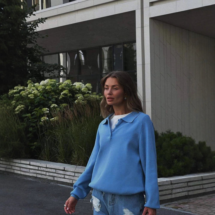 Kvinne casual genser med høy krage og teksturert design Skjora