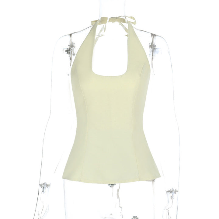 Dame Elegant Halterneck-top med udfoldet kant Skjora