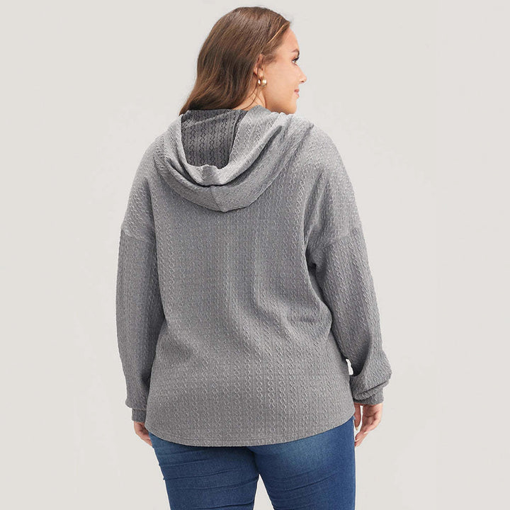Kvinne Casual Hoodie med Teksturert Design Skjora