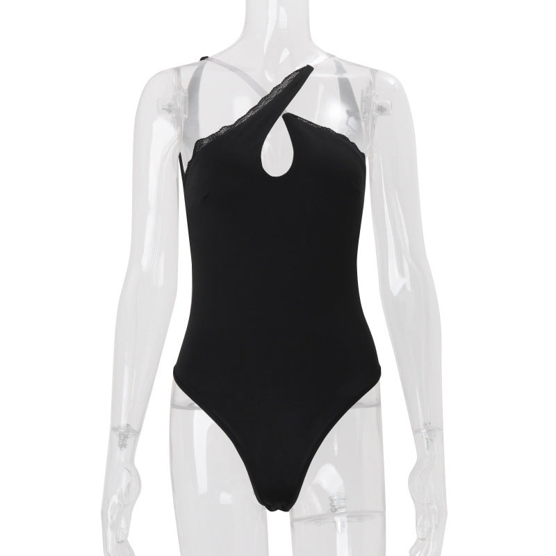 Damer Moderne jumpsuit med asymmetrisk snitt og spissdekorasjoner Skjora