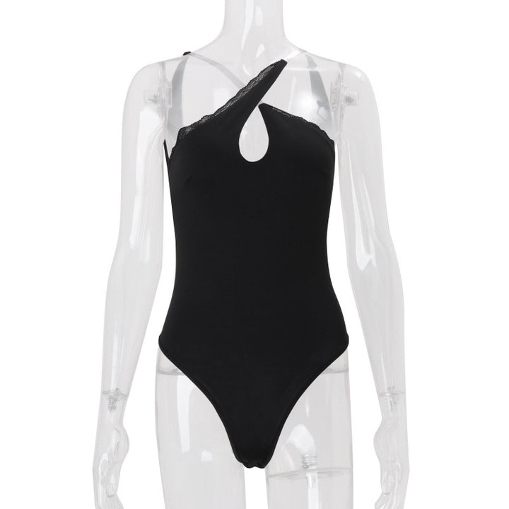 Damer Moderne jumpsuit med asymmetrisk snitt og spissdekorasjoner Skjora