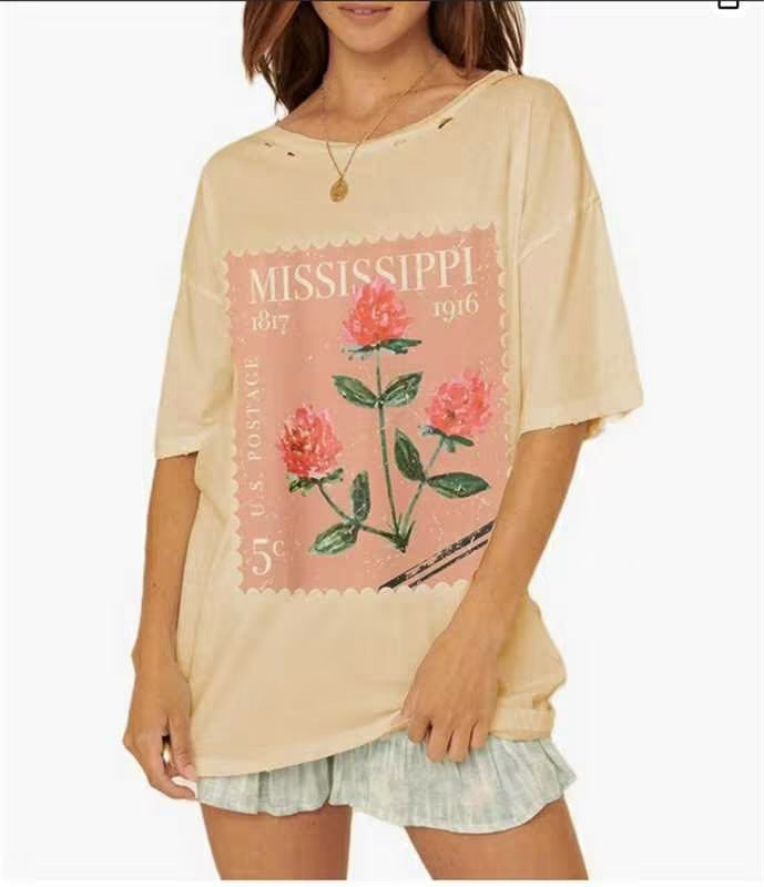 Dame Oversized T-skjorte med nostalgisk Porto-trykk Skjora