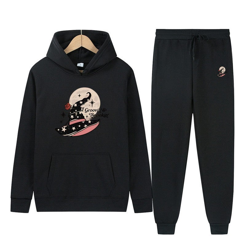 Kvinne hettegenser og joggebukse sett med kult Halloween-design Skjora
