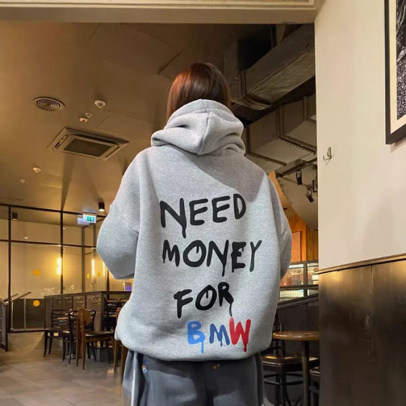 Dame Oversized Hoodie med stilige bokstaver Skjora