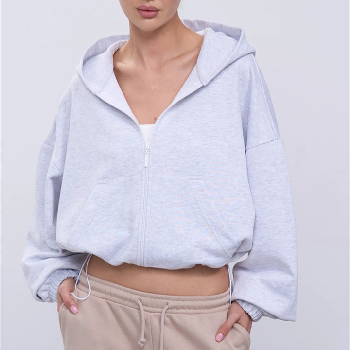 Damer casual cropped hettegenser med voluminøse ermer Skjora