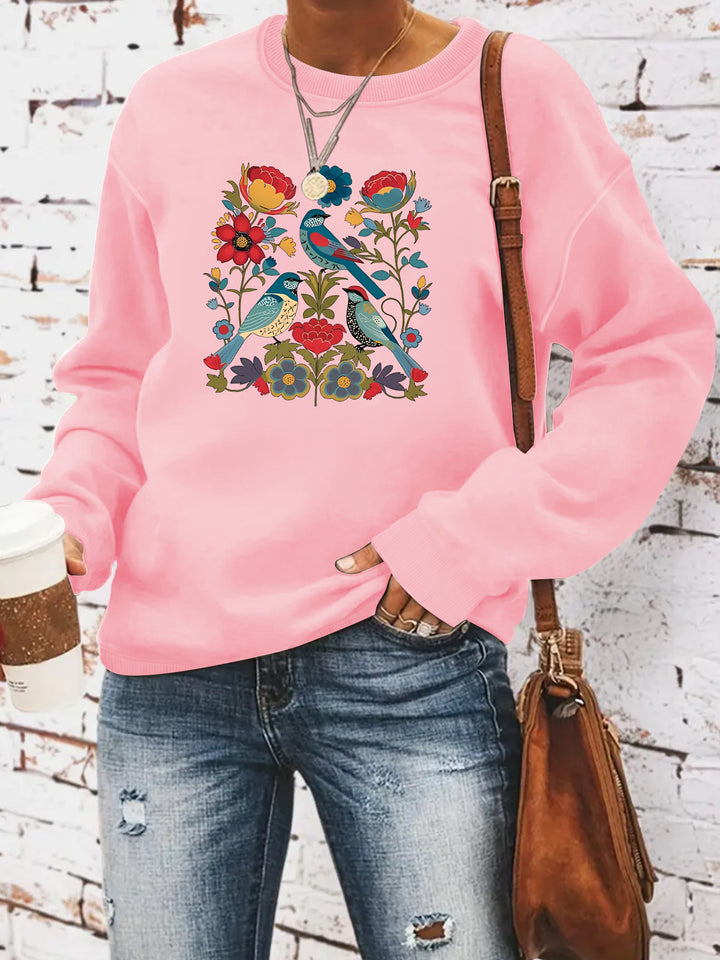Damegenser med blomsterfuglmotiv og casual snitt Skjora