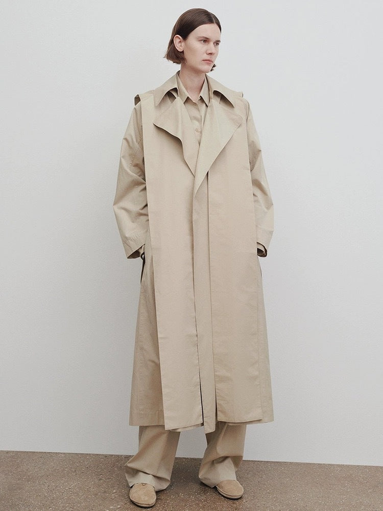Dame Lang Oversize-Trenchcoat med bred krage Skjora