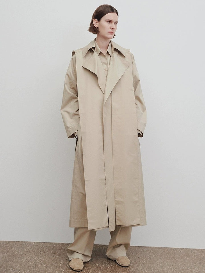 Dame Lang Oversize-Trenchcoat med bred krage Skjora