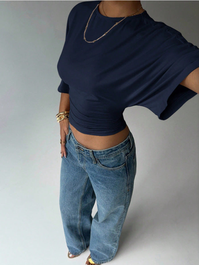 Dame Korteermet Crop-Top Skjora