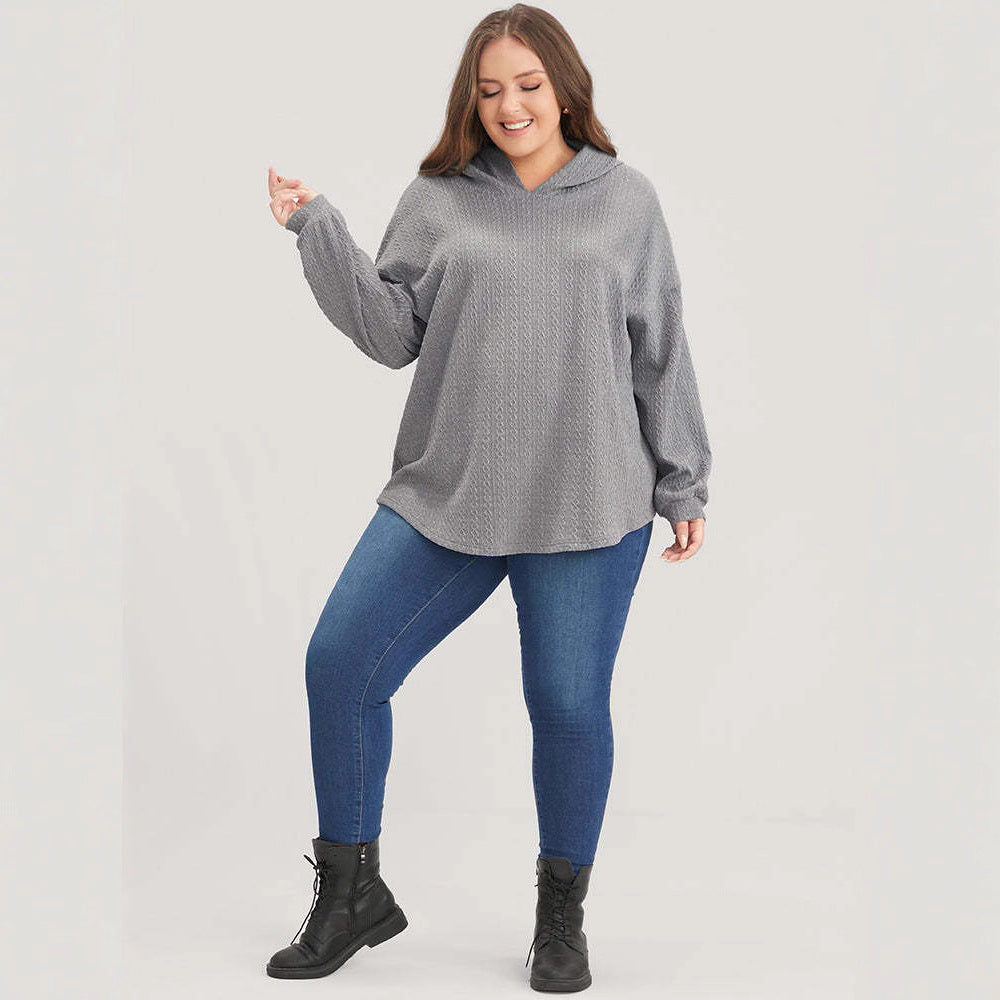 Kvinne Casual Hoodie med Teksturert Design Skjora
