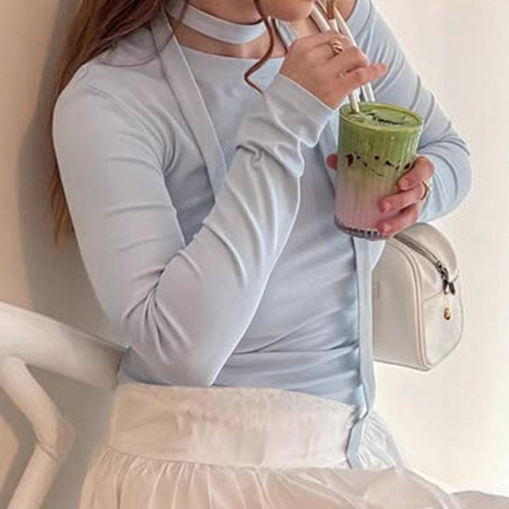 Dame Off-Shoulder Langermet med justerbar hals Skjora