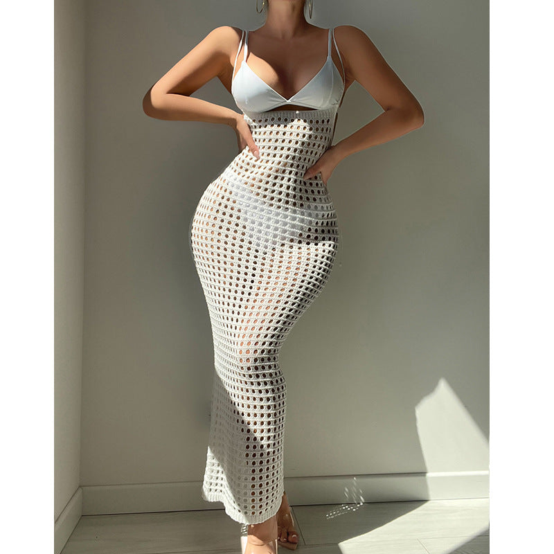 Damen Häkel-Maxikleid im figurbetonten Design Skjora