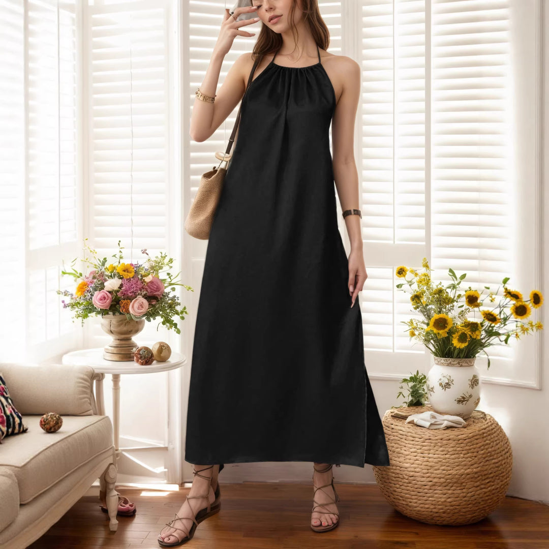 Dame Maxi-kjole med elegant halteredning Skjora