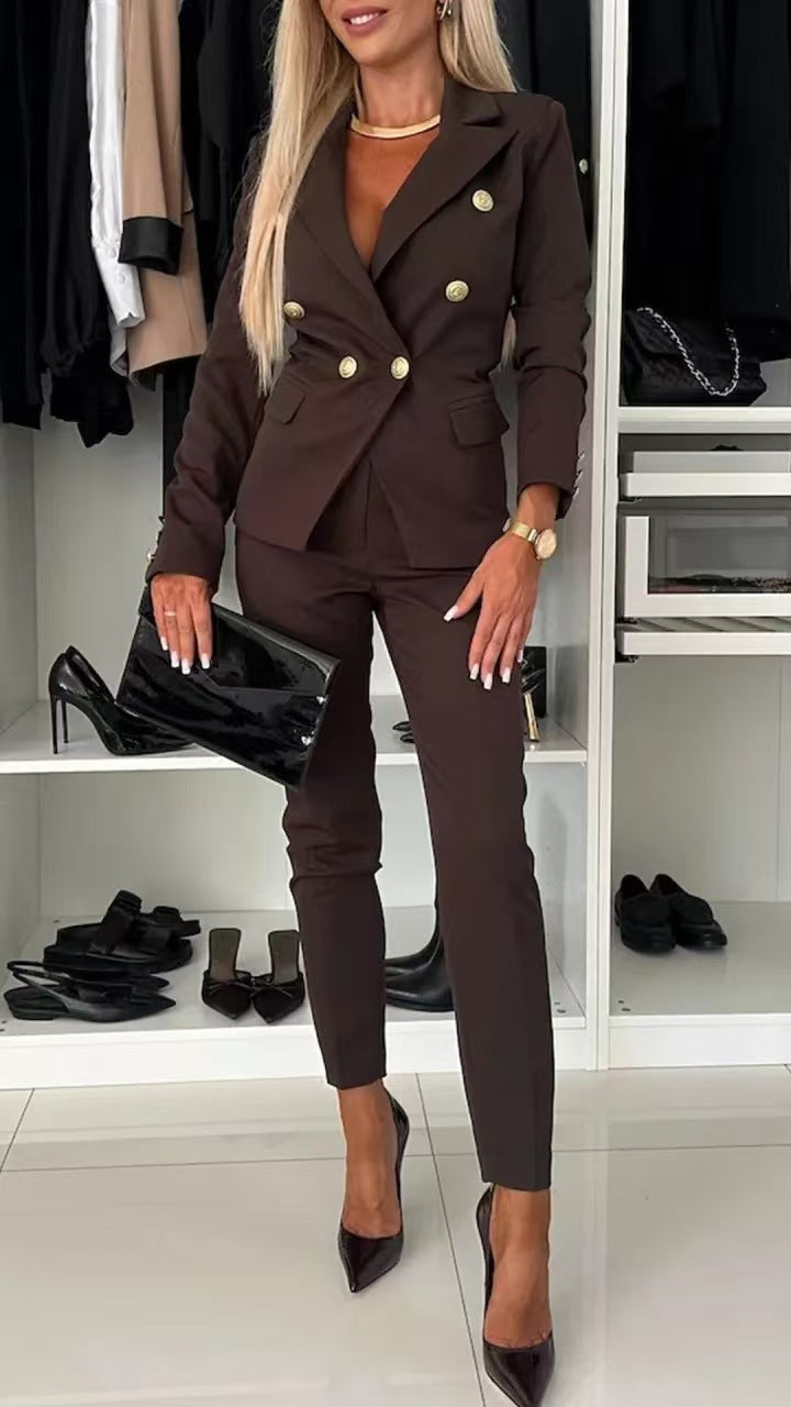 Dame elegant dress-set med dobbel knappestolpe og skreddersydd passform Skjora