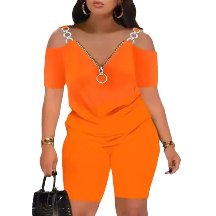 Dame Modish Jumpsuit med Off-Shoulder-utskjæring og glidelås Skjora