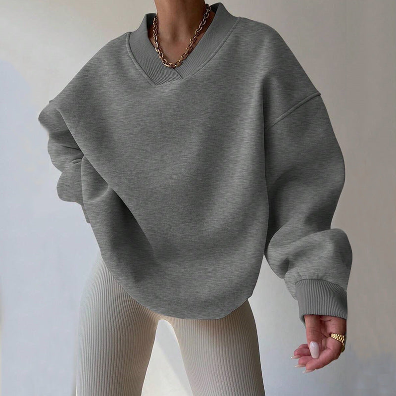 Dame Oversized Sweatshirt med V-hals Skjora