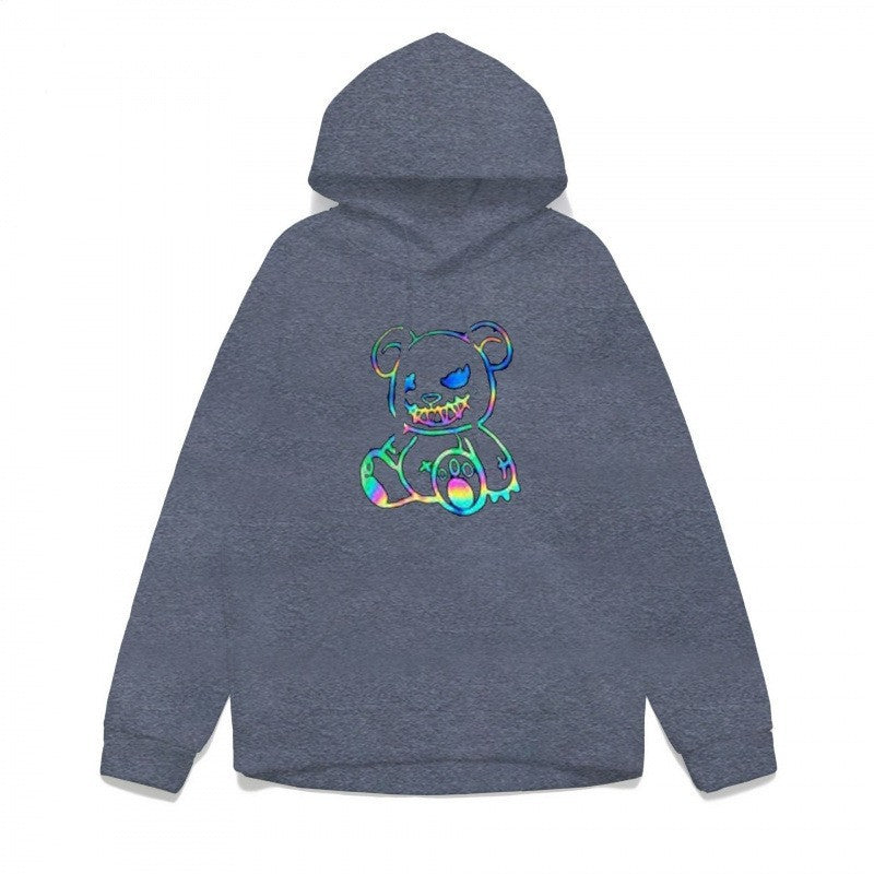 Damer hoodie sweatshirt med kult bjørnemotiv og behagelig passform Skjora