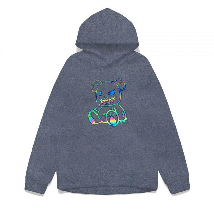 Damer hoodie sweatshirt med kult bjørnemotiv og behagelig passform Skjora