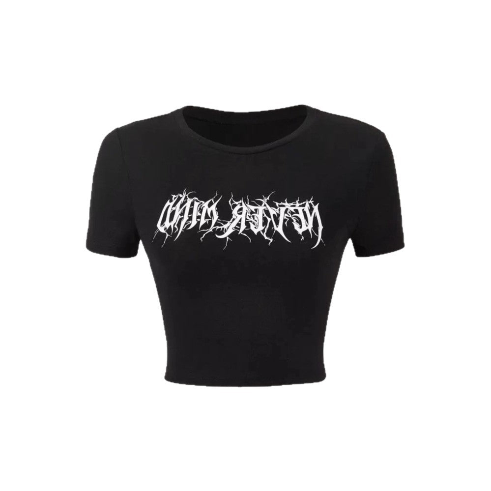 Dame Crop-Pullover med kreativt statementstrykk Skjora