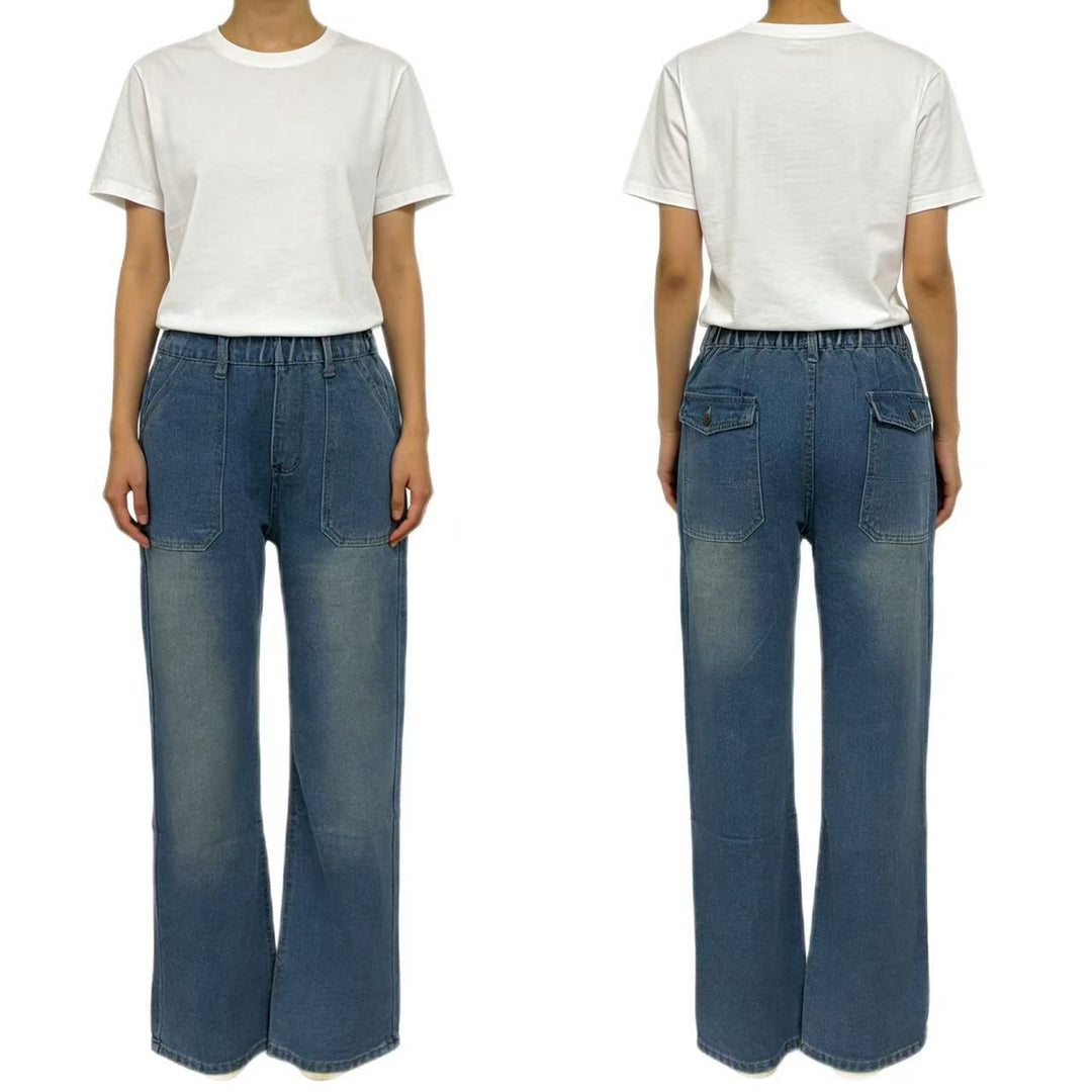 Damer høy midje jeans i vintage stil Skjora