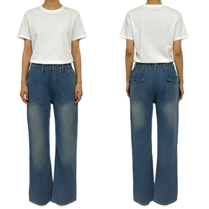 Damer høy midje jeans i vintage stil Skjora