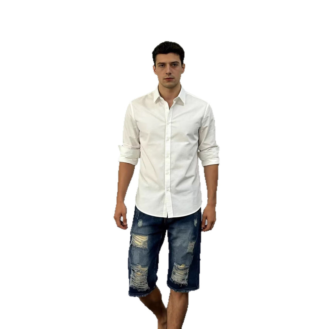 Herre casual destroyed jeansshorts med frynsete avslutninger og vid ben Skjora