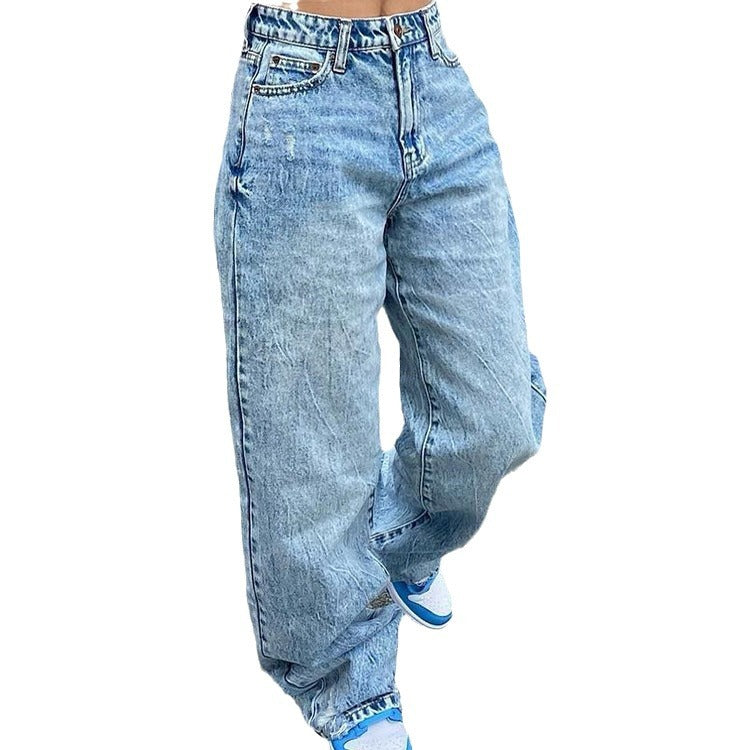Dame brede cargo-jeans med unike lommer og avslappet snitt Skjora