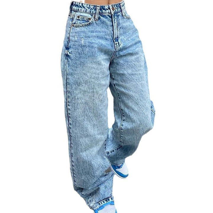 Dame brede cargo-jeans med unike lommer og avslappet snitt Skjora