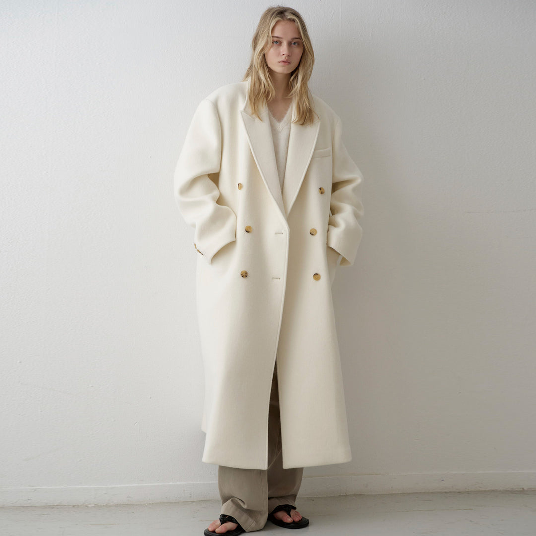 Damer Lenger Oversized-Kåpe med dobbel knappestolpe Skjora