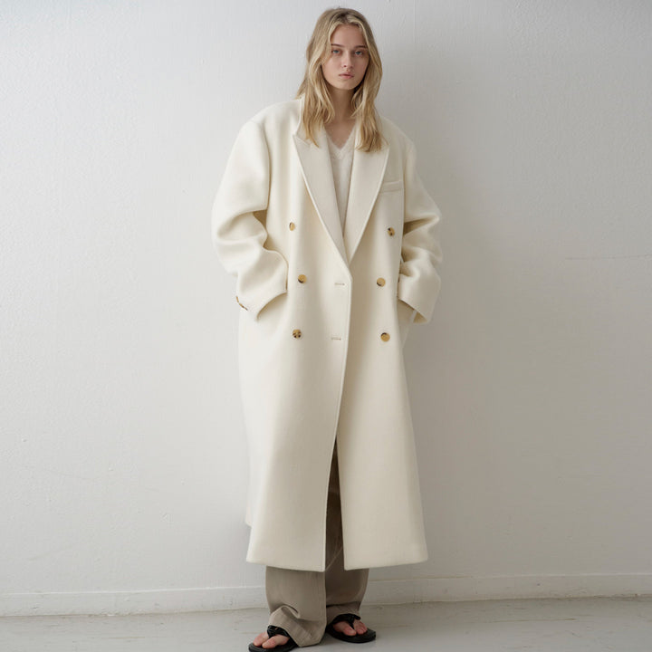 Damer Lenger Oversized-Kåpe med dobbel knappestolpe Skjora