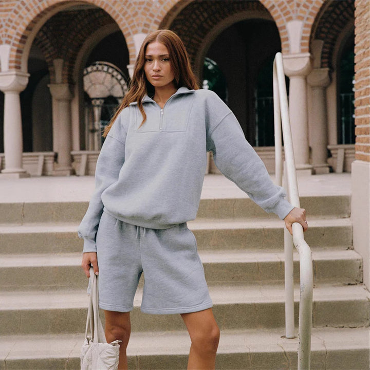 Damer sporty fleece sett med glidelås Skjora