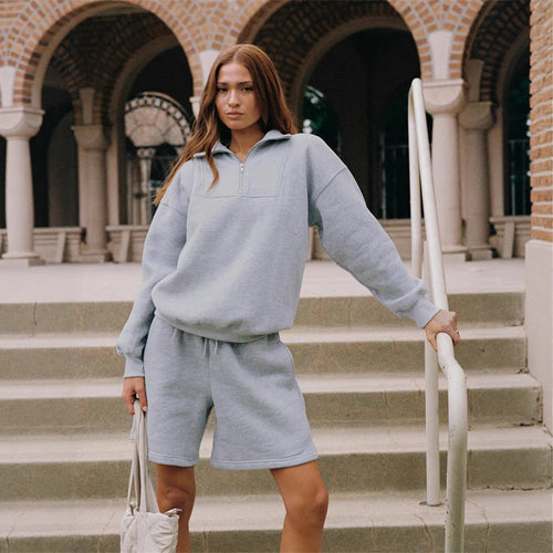 Damer sporty fleece sett med glidelås Skjora