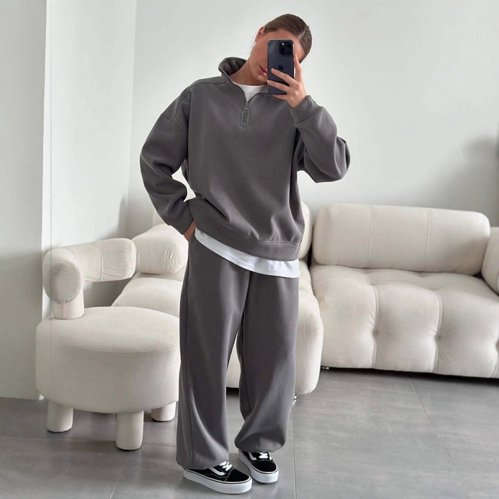 Damer casual fleece topp og komfortabel joggebukse sett Skjora