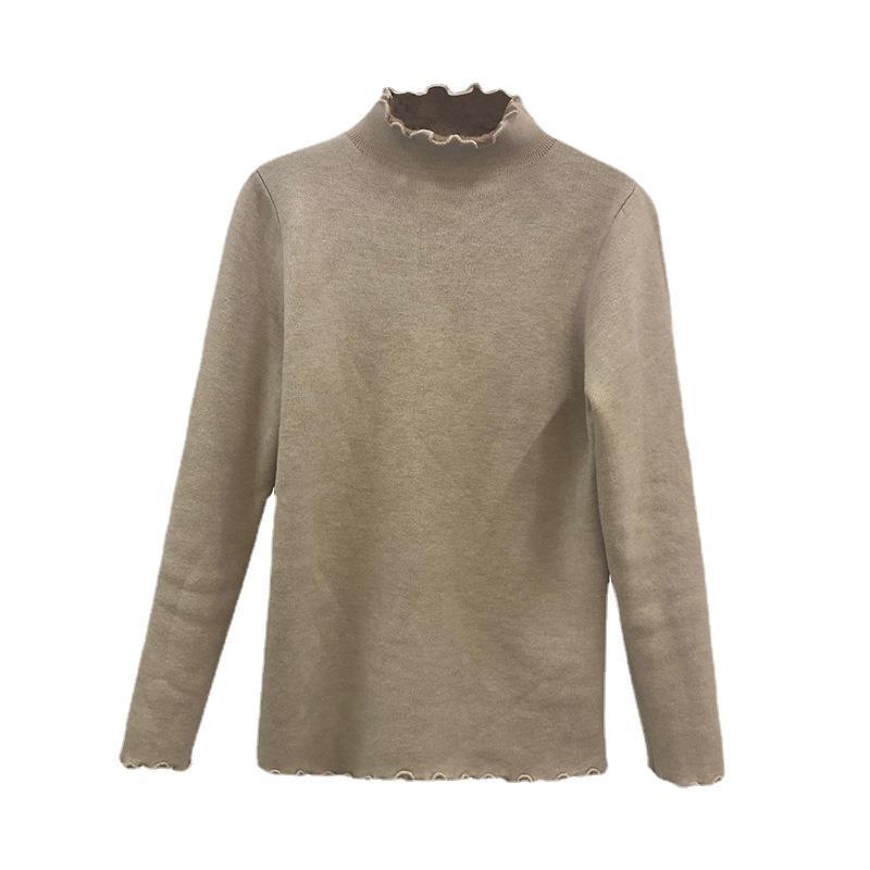 Kvinnes cropped genser med høy krage og volangdetaljer Skjora