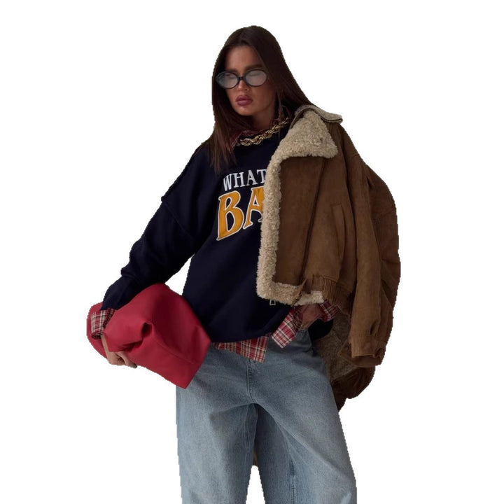 Kvinne sweatshirt med kreativ tekst og avslappet passform Skjora