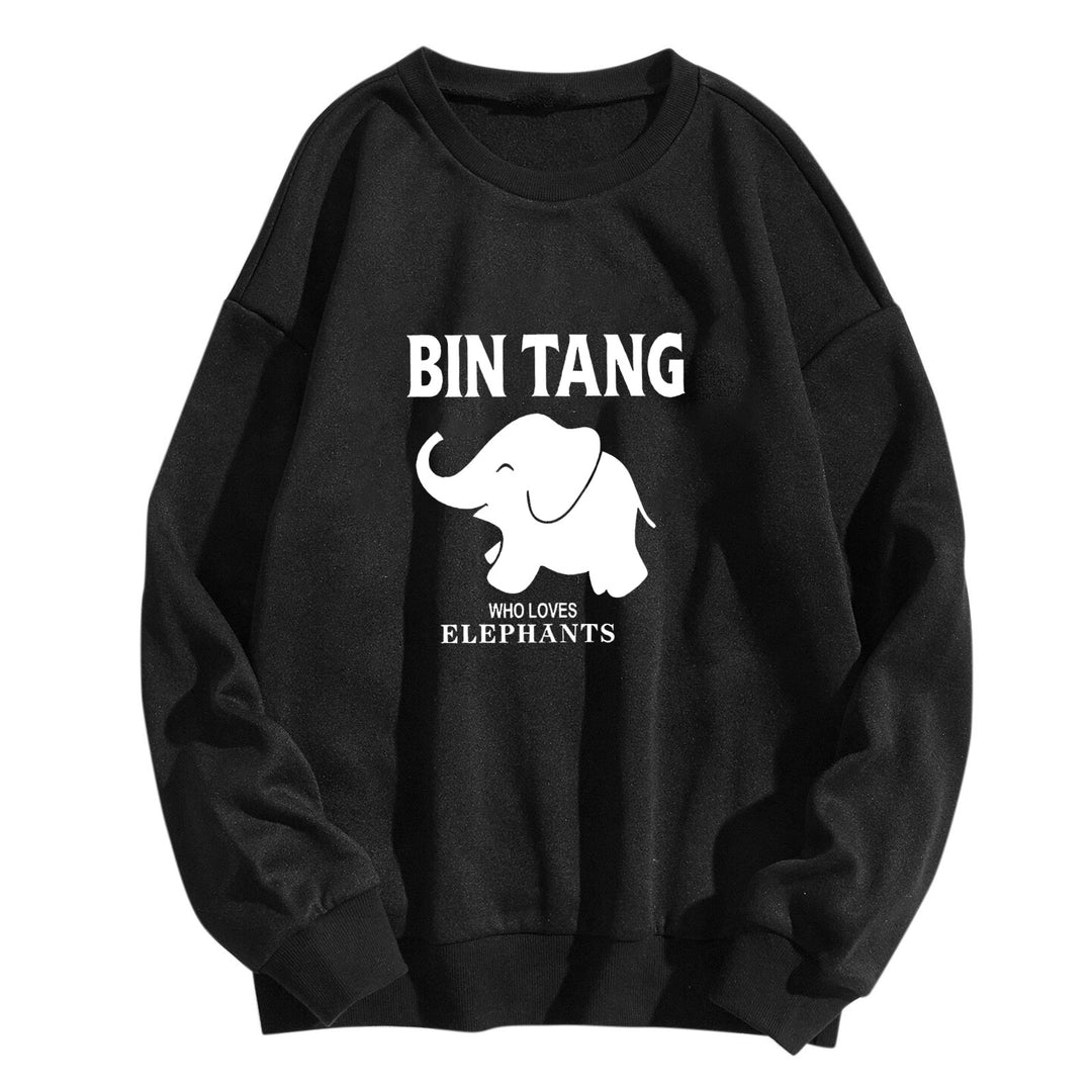 Dame sweatshirt med stort elefantmotiv og motiverende trykk Skjora