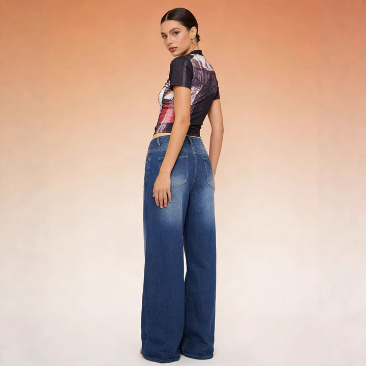 Damer Løst skjærte høyhalsjeans med raffinert midjeform Skjora