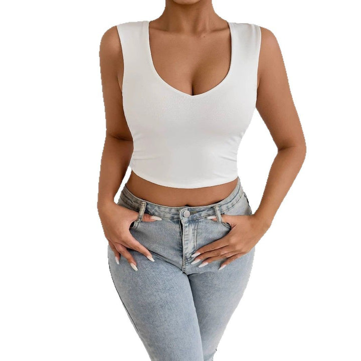 Damer figurnær Crop-Top med dyp V-hals Skjora