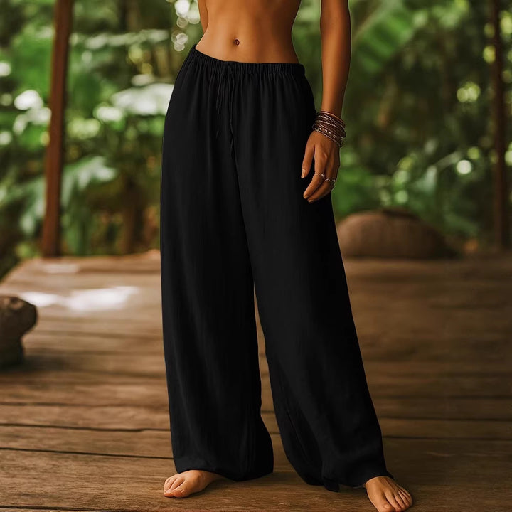 Ladies Wide Cut Summer Trousers with Elastic Waistband and Drawstring Skjora