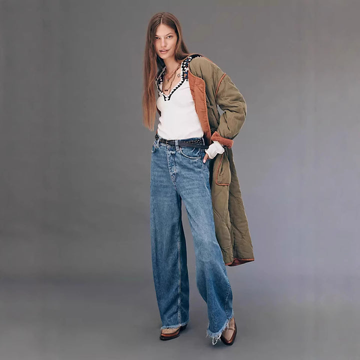 Dame størrelse Høy midje jeans Skjora