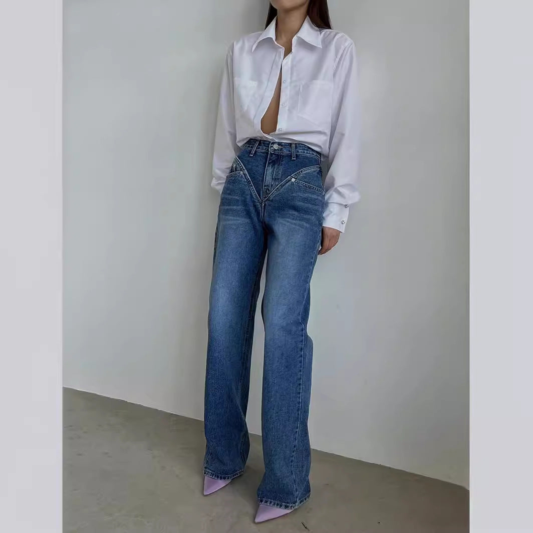 Dame Løst snittet jeansbukse med unikt design Skjora