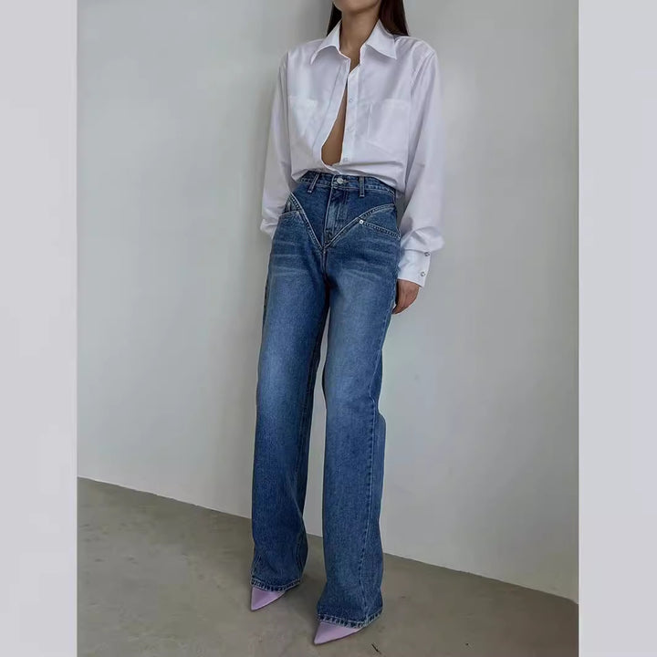 Dame Løst snittet jeansbukse med unikt design Skjora